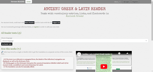 Latin and Ancient Greek READER Screen 3