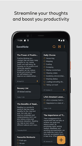 Android application SaveNote screenshort
