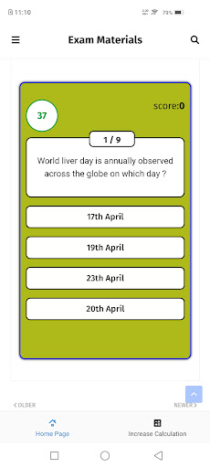 Exam Materials Screen 3