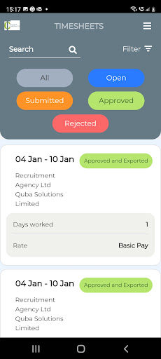Trusted Contracts E-Timesheets Screen 3