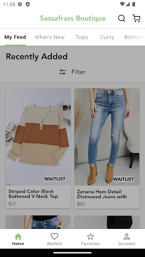 Android application Sassafrass Boutique screenshort