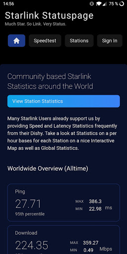 Android application Starlink Status screenshort