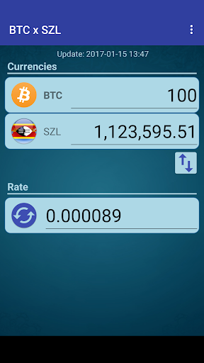Android application Bitcoin x Swazi Lilangeni screenshort