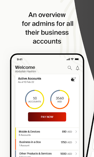Android application Etisalat Business screenshort