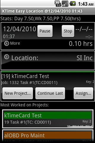 Android application kTime Card screenshort