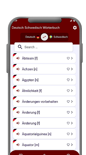 Android application Deutsch-Schwedisch Wörterbuch screenshort