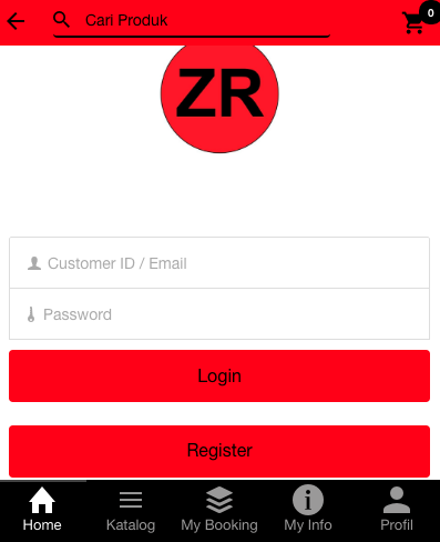 Android application ZR Shoes screenshort
