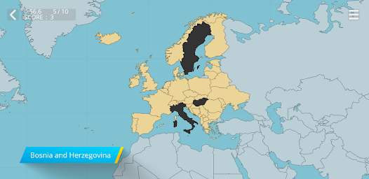 Countries on the world map