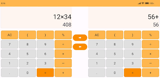 Android application Calc x2: two-screen calculator screenshort