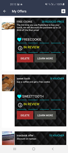 PayByFace eShop Manager Screen 3