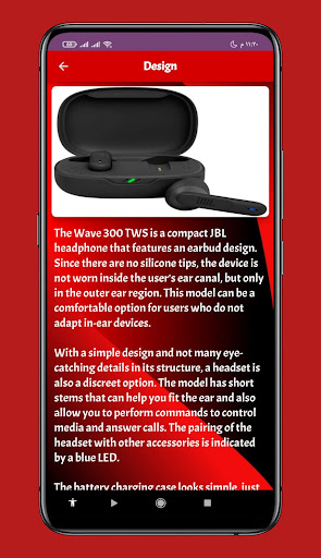 Android application jbl wave 300 tws guide screenshort