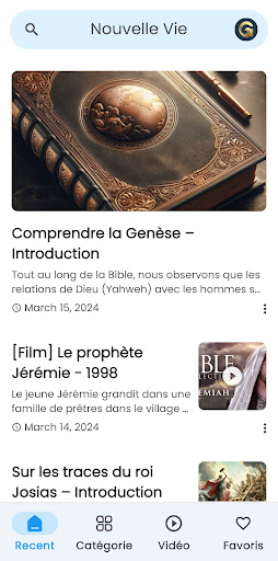 Android application Nouvelle Vie screenshort