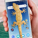 Lizard in phone funny joke icon