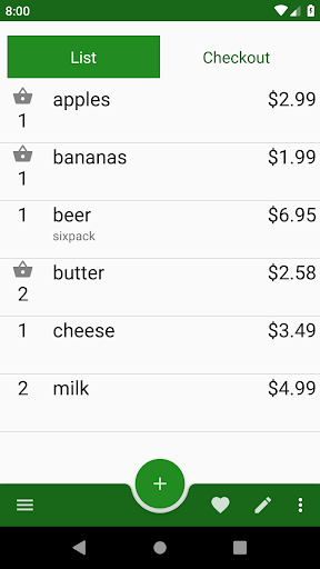 Shopping list Screen 2