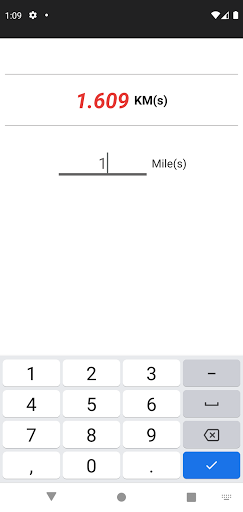 Android application Mile KiloMeter Calc screenshort