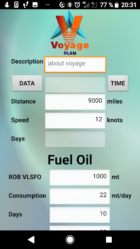 VoyagePlan Screen 2