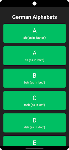 Android application German Alphabets screenshort
