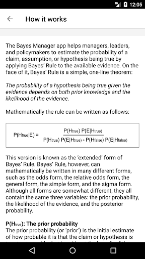 Bayes Manager Screen 3