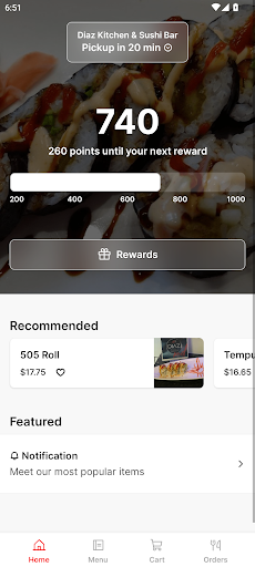 Android application Diaz Kitchen & Sushi Bar screenshort