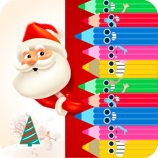 Christmas color painting game logo