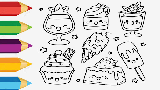 Kawaii Food Coloring Book Screen 2