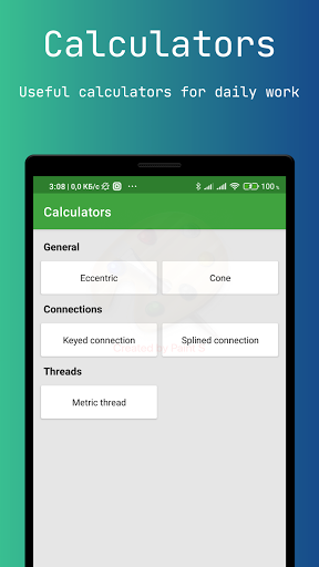 Android application Thread Cutting & Calculators screenshort