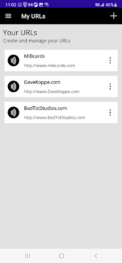 Android application MIB cards – NFC Business Cards screenshort
