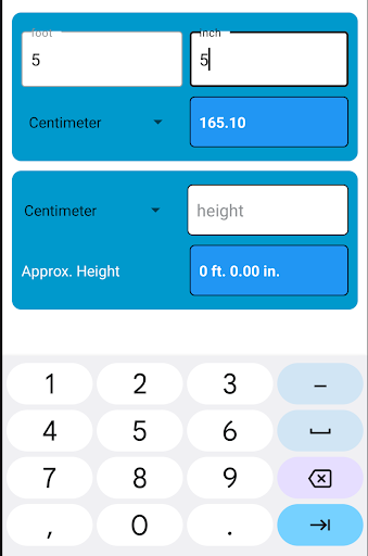 Android application Height Converter screenshort