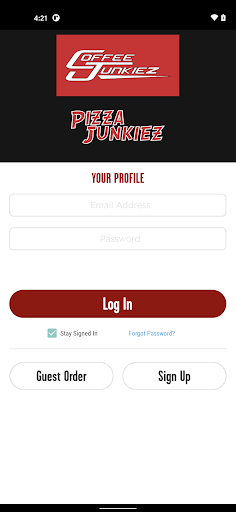 Screenshot of Coffee Junkiez Pizza Junkiez