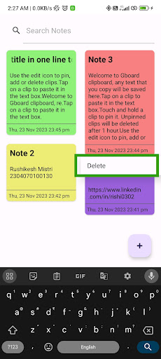 Android application Notes keeper screenshort