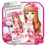 Cover Image of डाउनलोड Pink Beautiful Girl launcher theme 1.1.3 APK