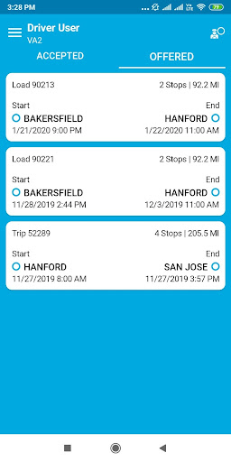 Transportation Mobile User Screen 2