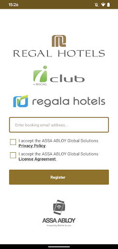 Android application Regal Hotels Mobile Keys screenshort
