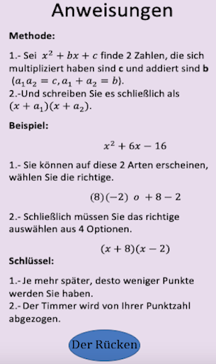 Einfaches Faktorisierungsspiel Screen 2