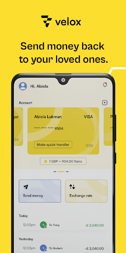 Android application Velox Payments screenshort