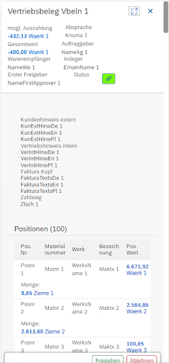 Vertriebsbelegfreigabe Screen 2