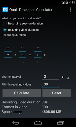 Qooli Timelapse Calculator Screen 2