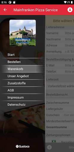 Android application Mainfranken Pizza Service screenshort