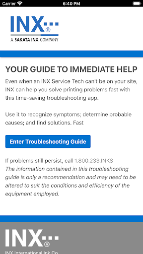 Android application INX Troubleshooting Guide screenshort