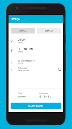 Android application Intengo - поиск авиабилетов screenshort