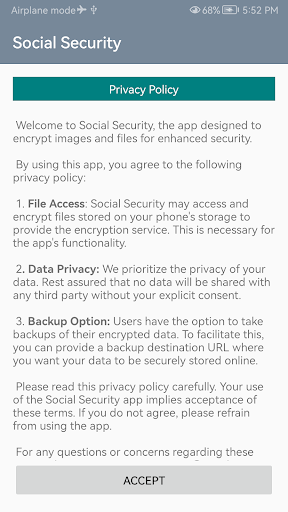 Android application Social Security screenshort