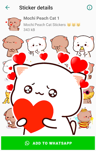 Android application Mochi Peach Cat Stickers screenshort