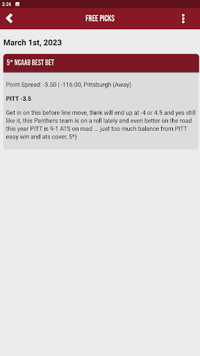 Picks and Parlays Screen 2