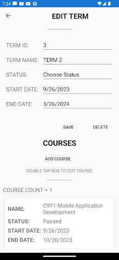 Academic Tracker Screen 2