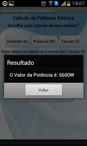 Cálculo de Potência Elétrica Screen 3