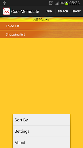 Android application CodeMemo screenshort