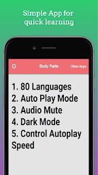 80 languages Kids body parts learning game & audio