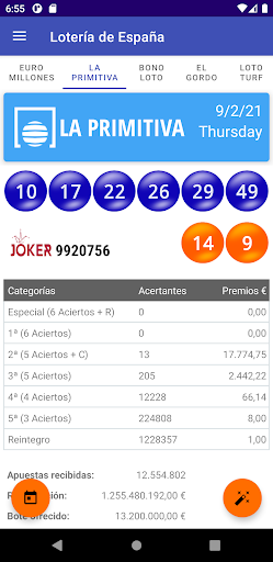 Android application España Lotería - Predicción AI screenshort