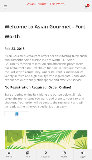 Android application Asian Gourmet Fort Worth screenshort