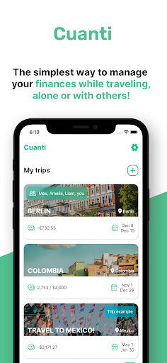 Android application Cuanti - Travel expenses screenshort